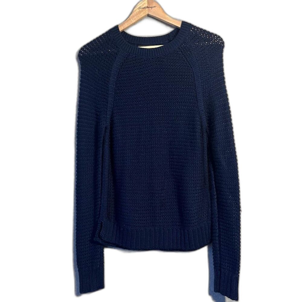 Banana‎ Republic Navy Star Horizontal Stitch Wool Blend Sweater Size Medium